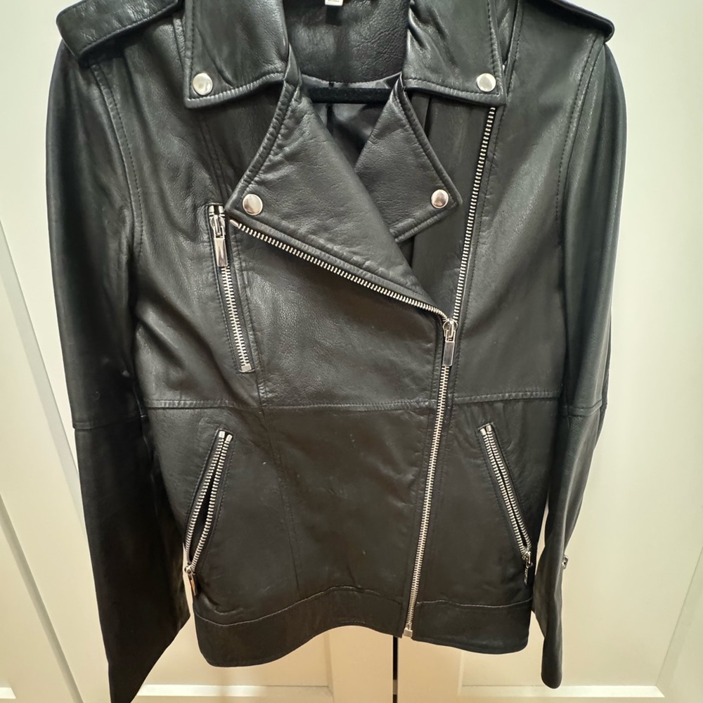 Elizabeth and James Black Leather Moto Jacket